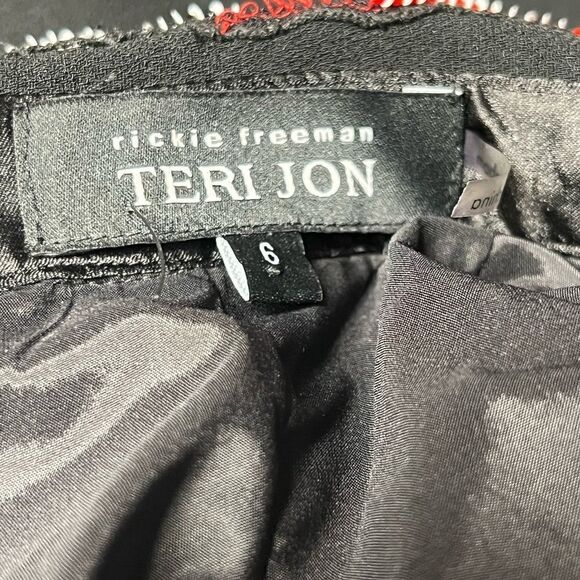 NWT rickie freeman Teri Jon Peplum Hem Embellished Collar Black Shift Dress Sz 6 - Picture 4 of 7